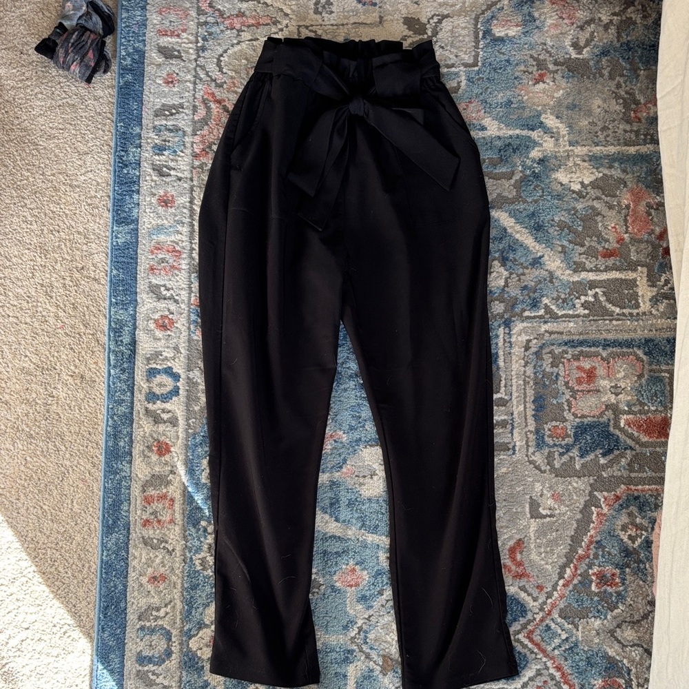 Grace Karin Black Women's Trousers with Bow Detail